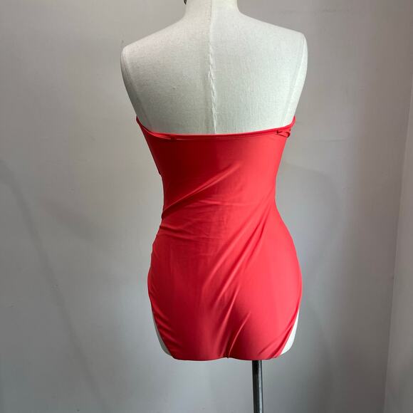 Aerie Coral Cut Out One Piece Swimsuit Tie Front Size XL Full Coverage - Picture 5 of 8